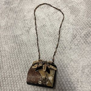 Mary Frances black, brown and gold purse with shoulder strap